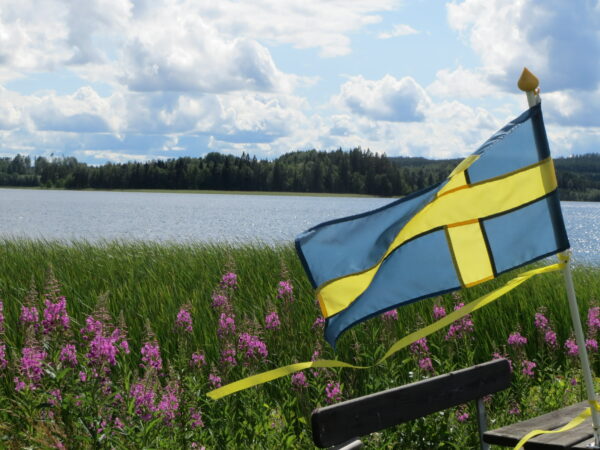 Schwedenflagge am See